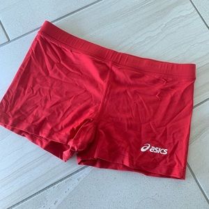 Red ASICS spandex
